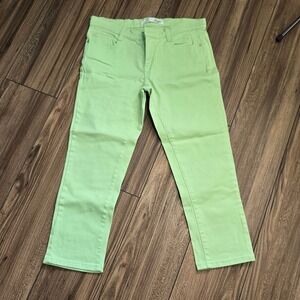 Joe Fresh Slim Leg Pants Womens 10 Lime Green Mid Rise Cropped Cotton Twill
